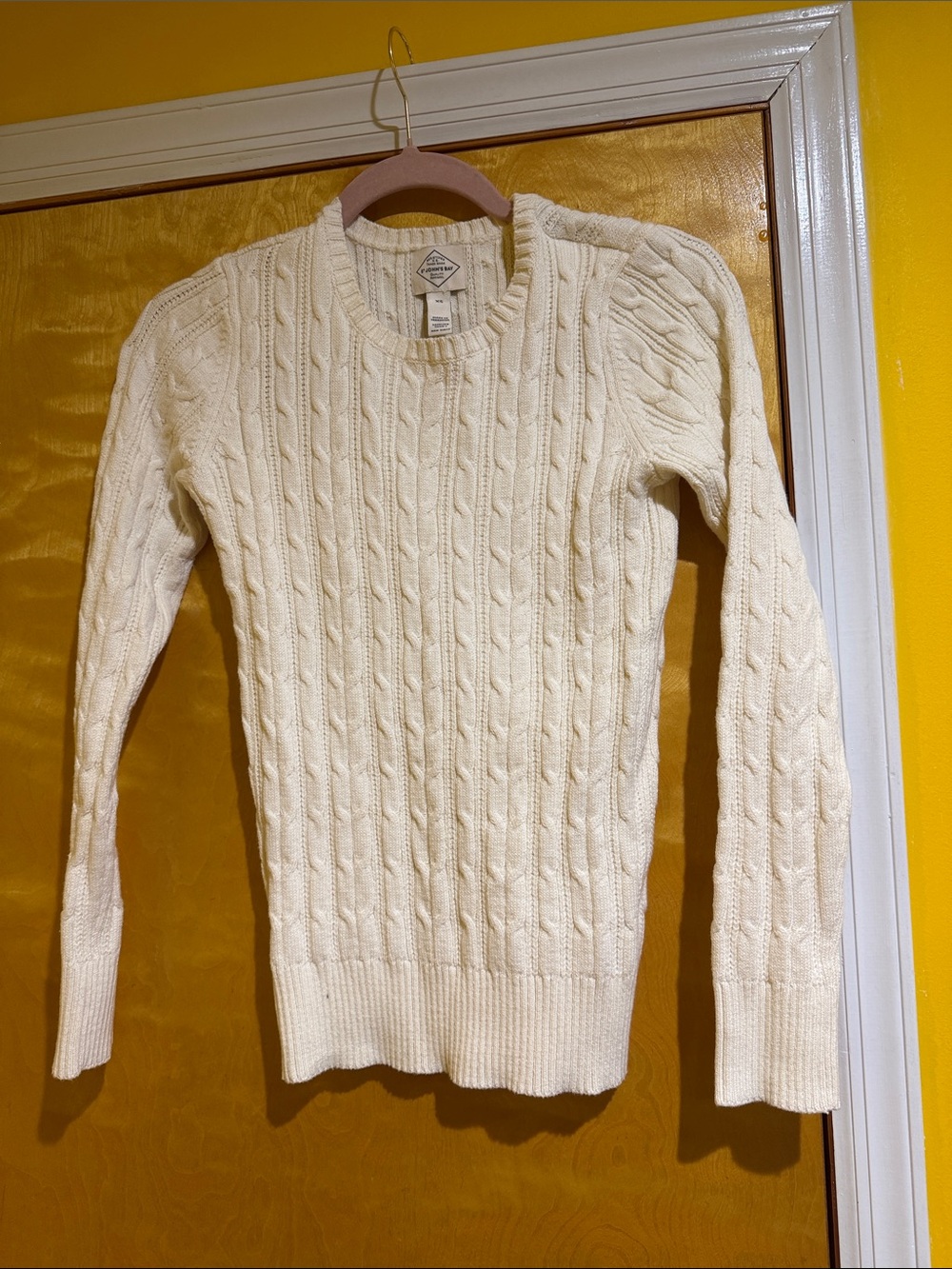 St. John's Bay white Cable-Knit Crewneck Sweater